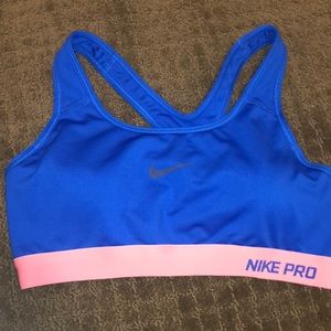 Royal blue and pink nike sports bra size medium